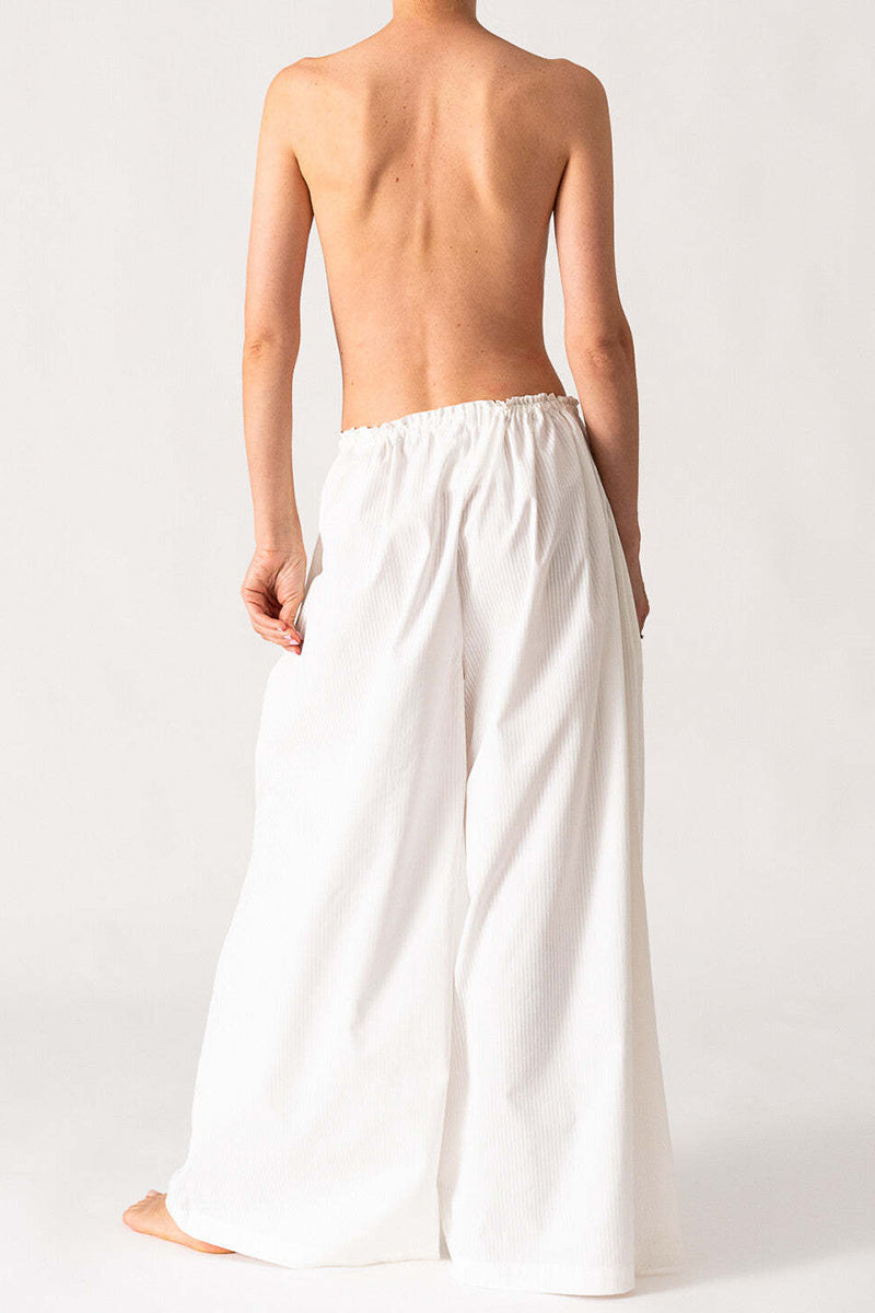 Wide-Leg Elastic Waist Casual Pants