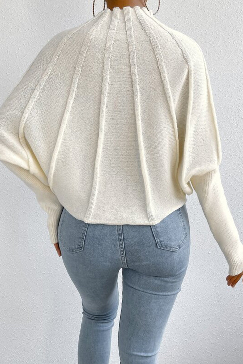 Ribbed Knit Mock Neck Sweater