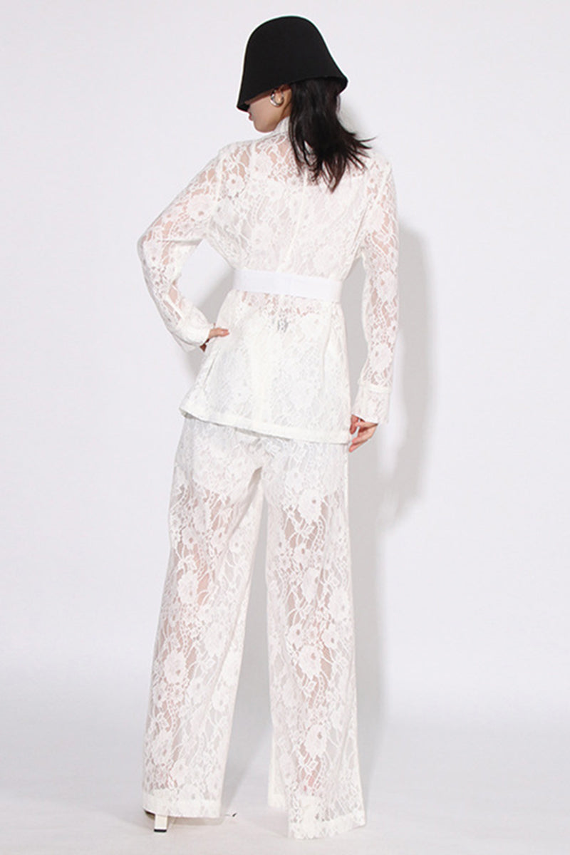 Lace Cardigan and Pants Set