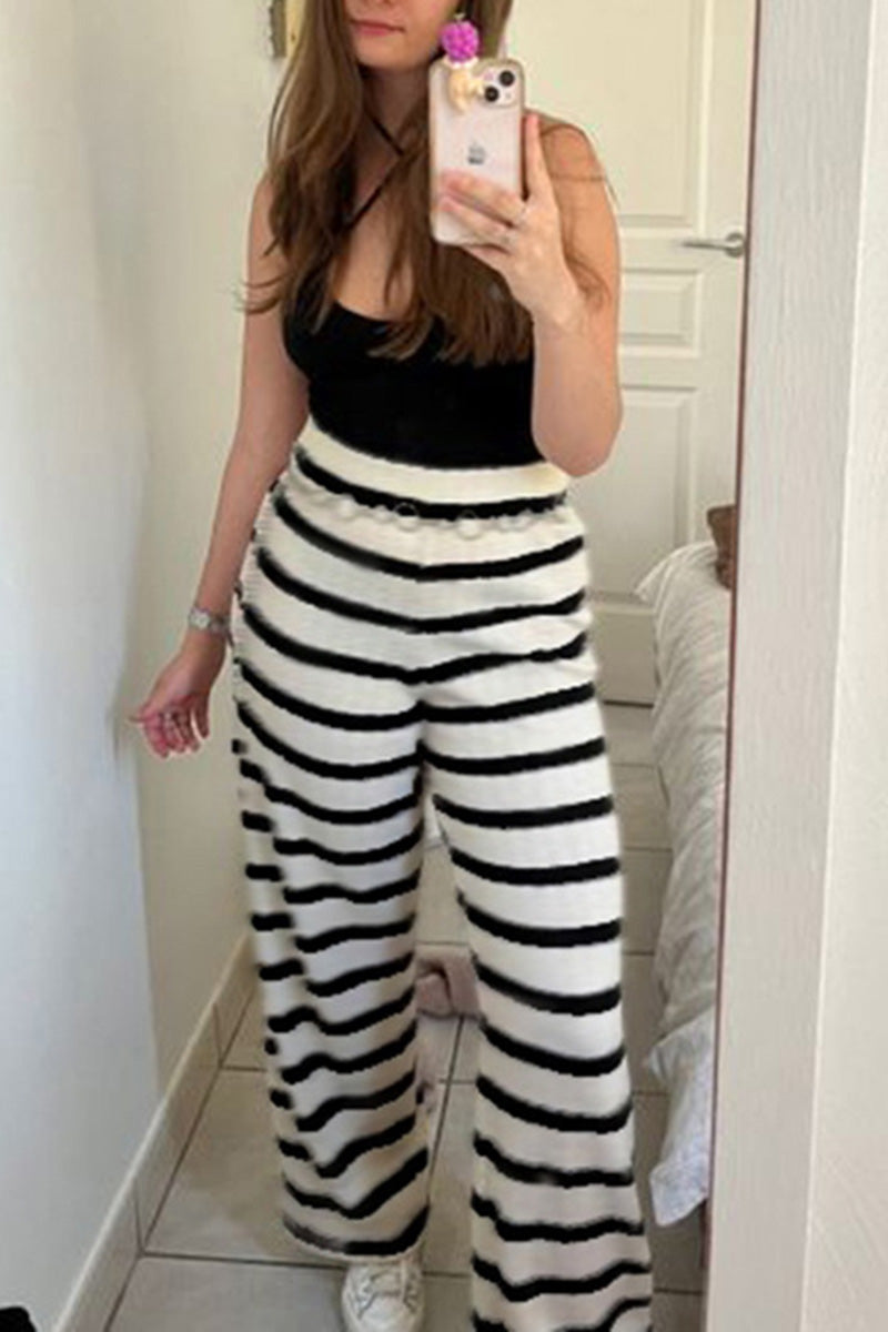 Striped Wide-Leg Lounge Pants