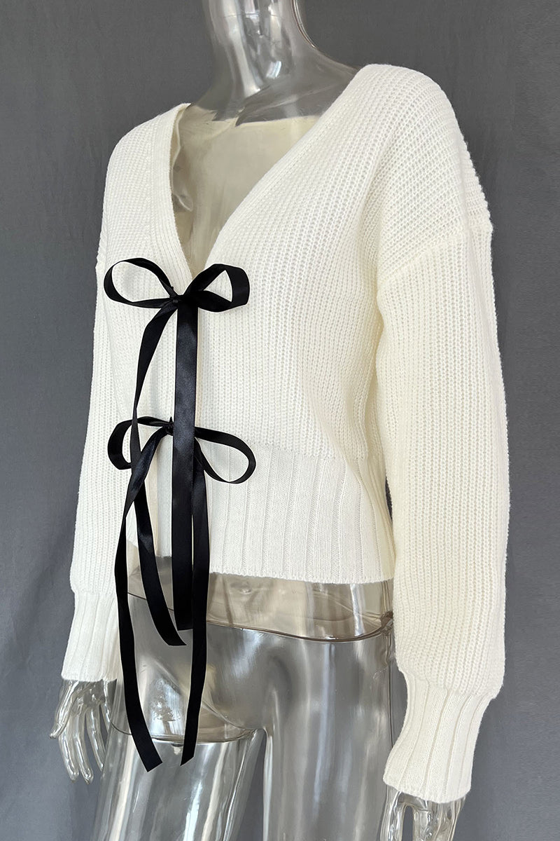 Bow Tie Front Knit Cardigan
