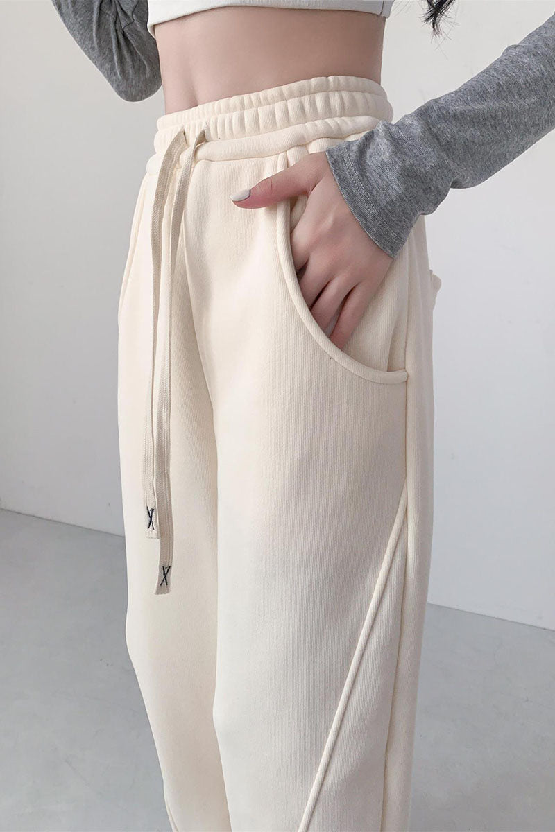 Relaxed Fit Wide-Leg Drawstring Pants