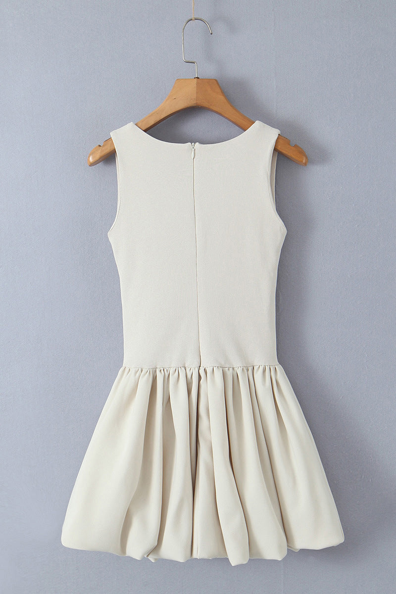 Square-Neck Gathered Hem Mini Dress