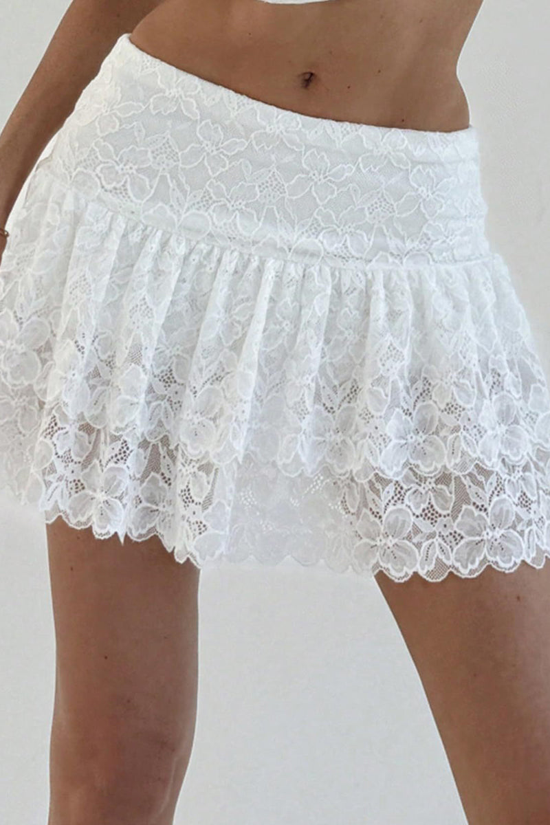 Tiered Lace Mini Skirt