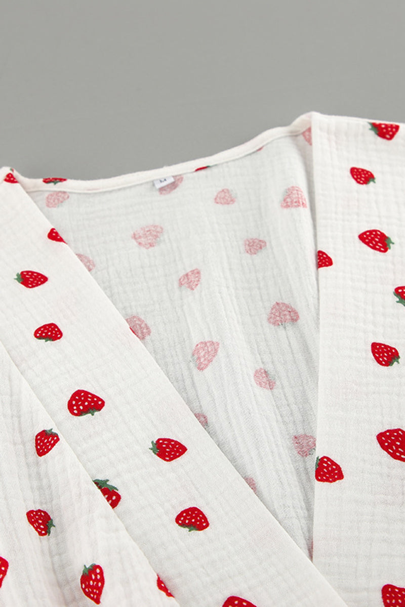 Strawberry Print Wrap Dress