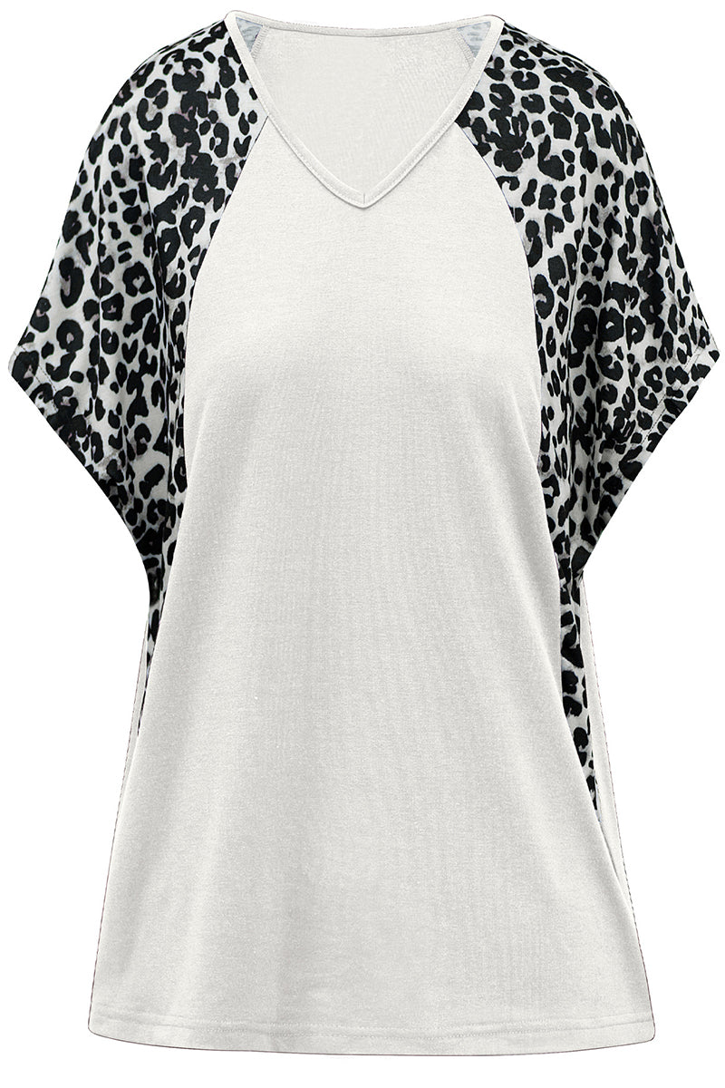 Leopard Patchwork Short-Sleeve Top