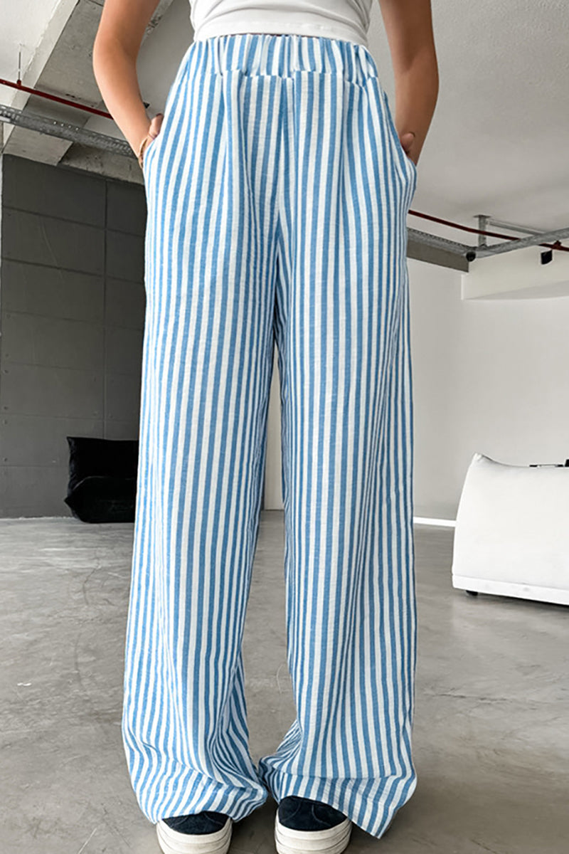 Striped Wide-Leg Casual Pants