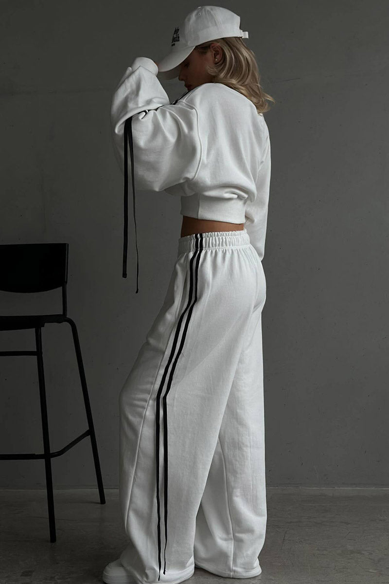 Oversized Drawstring Sleeve Top and Pants Set