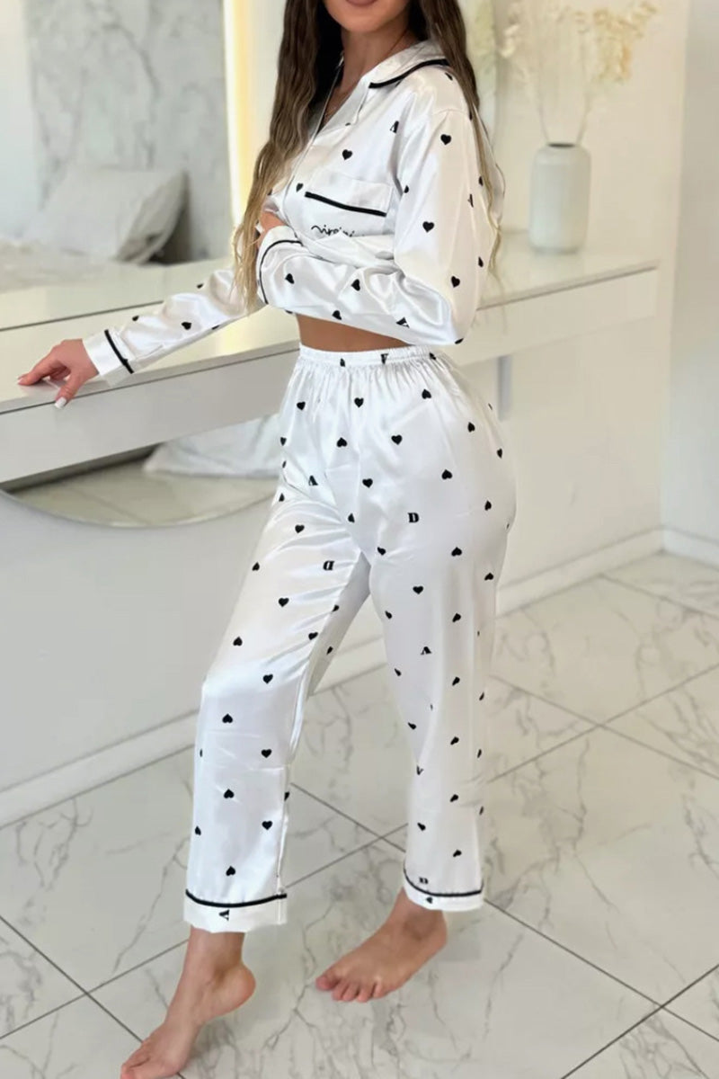 Printed Pajama Set with Button Front