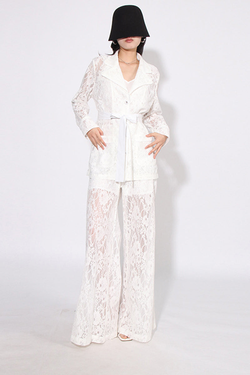 Lace Cardigan and Pants Set