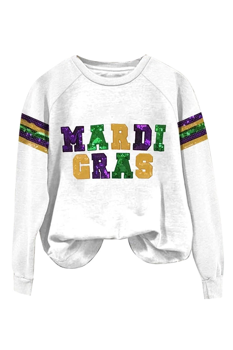 Mardi Gras V-Neck Printed Top