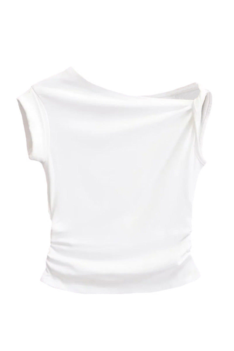 Asymmetrical Off-Shoulder Fitted Top