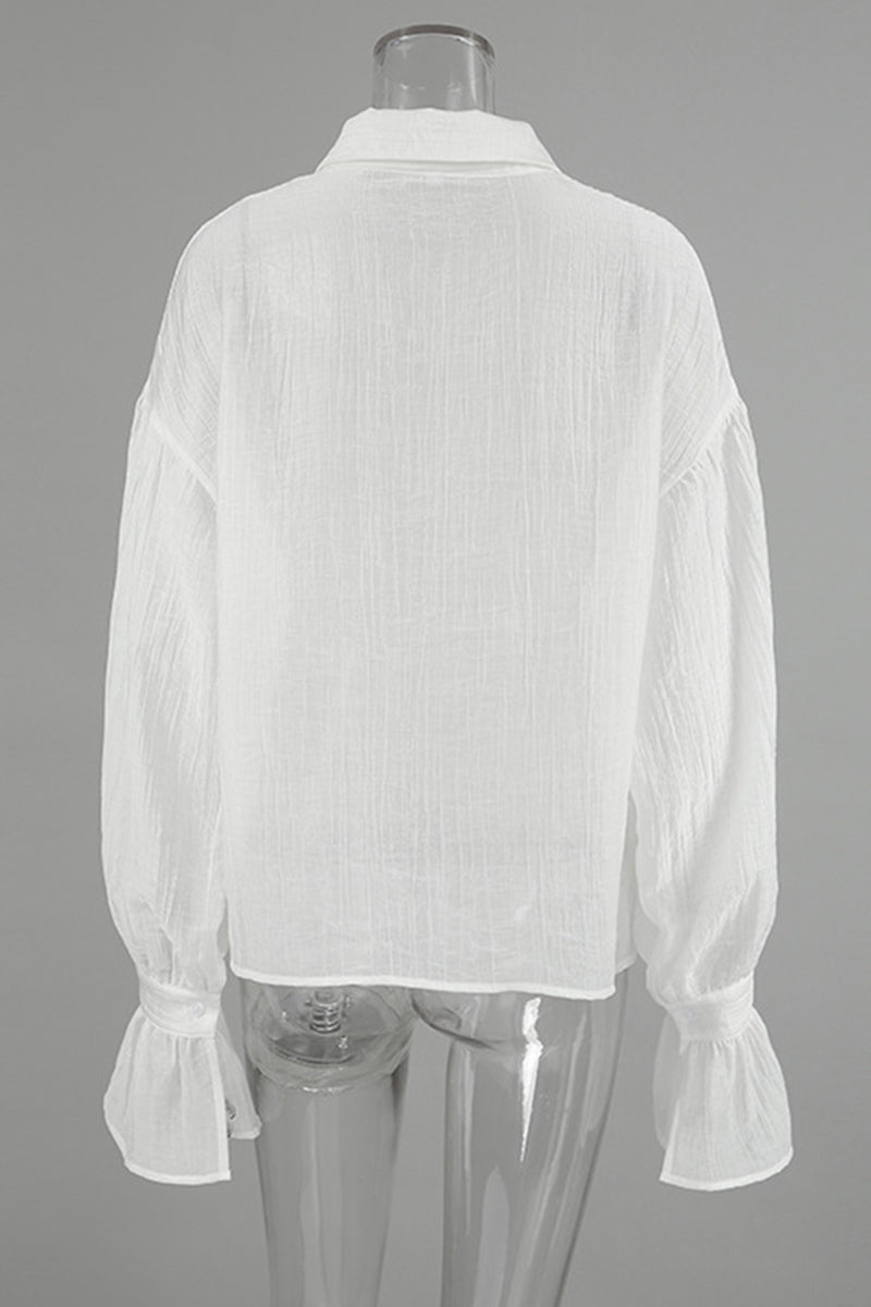 Bell-Sleeve Bow Tie Blouse