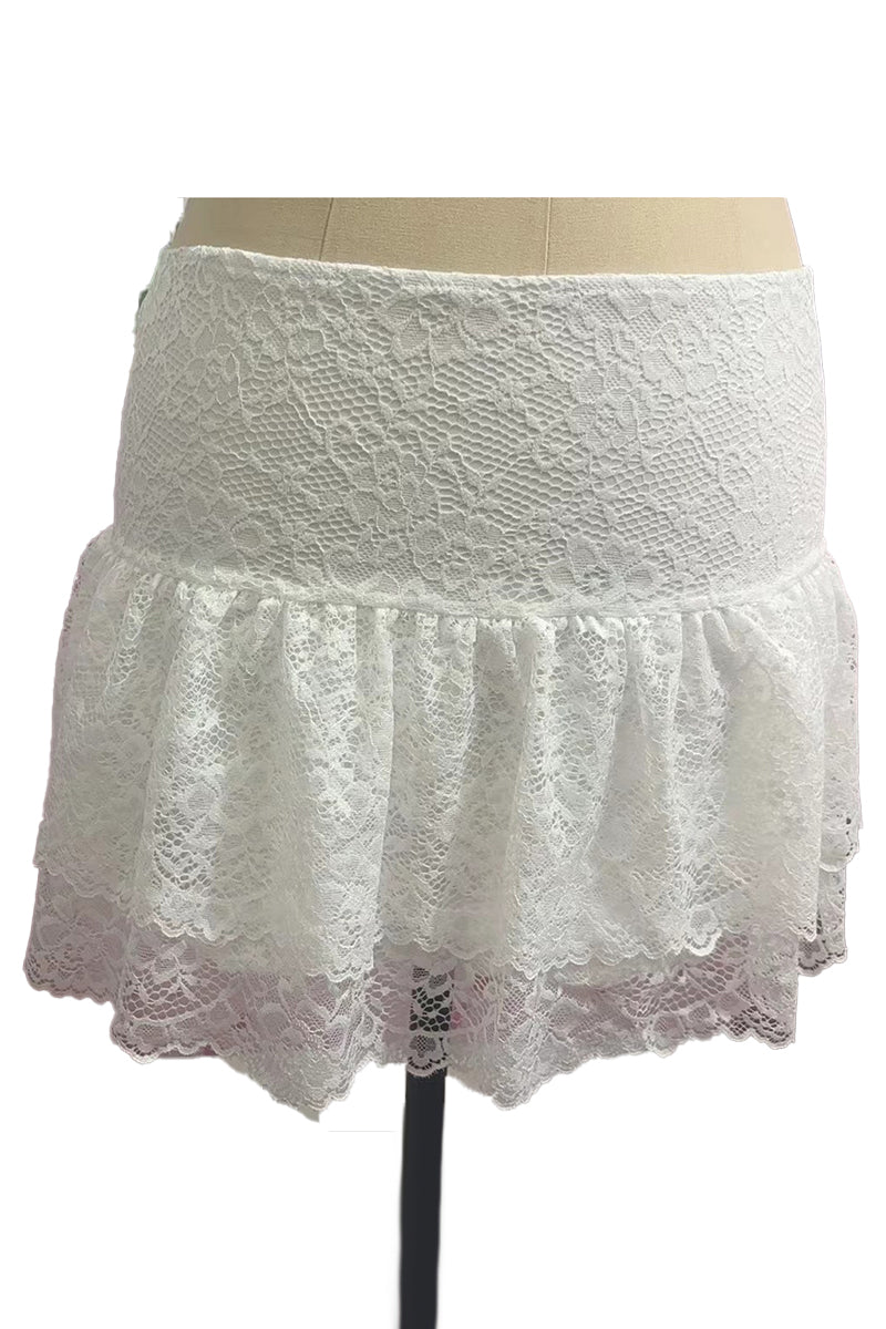 Tiered Lace Mini Skirt