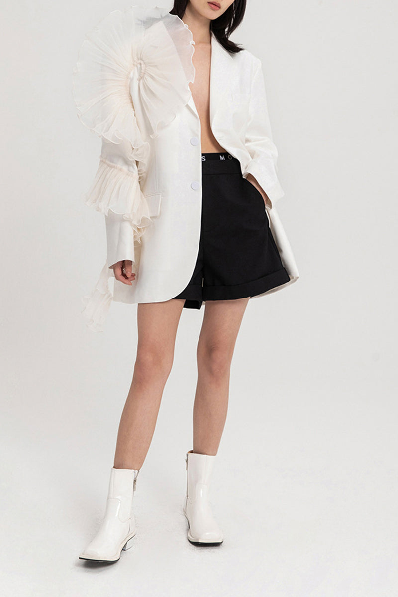 Ruffle Detail Tailored Blazer