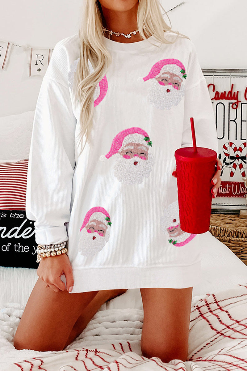 Santa Face Graphic Holiday Top