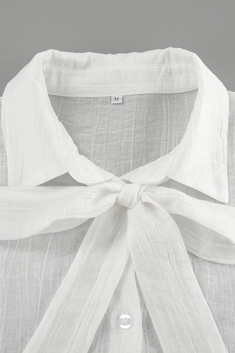 Bell-Sleeve Bow Tie Blouse