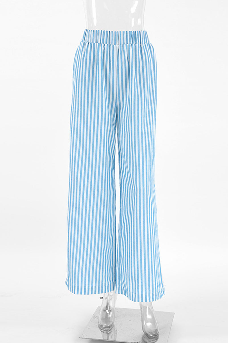 Striped Wide-Leg Casual Pants