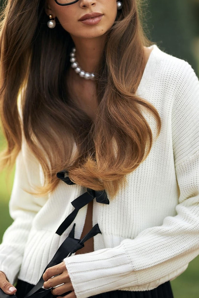 Bow Tie Front Knit Cardigan