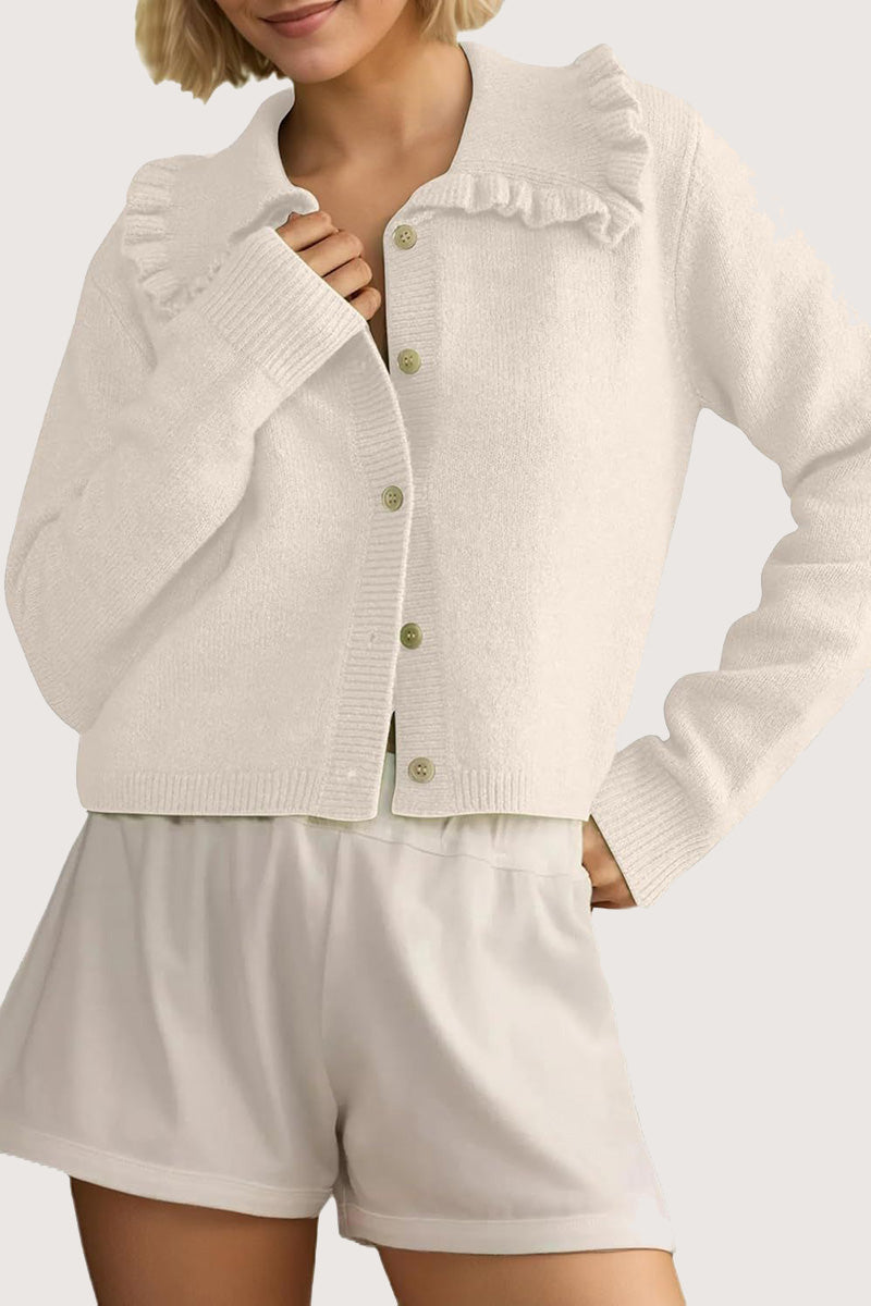 Ruffled Collar Button Cardigan