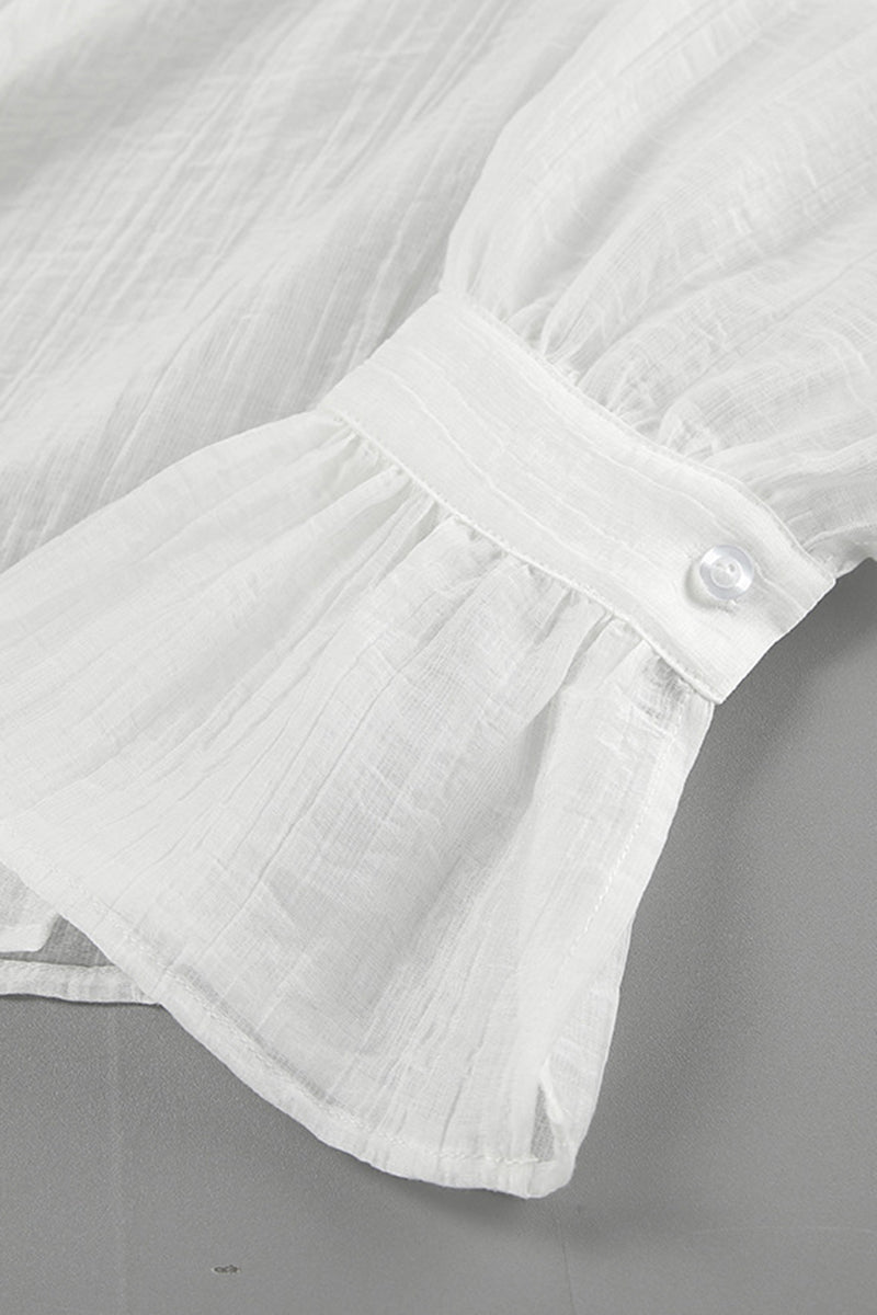 Bell-Sleeve Bow Tie Blouse