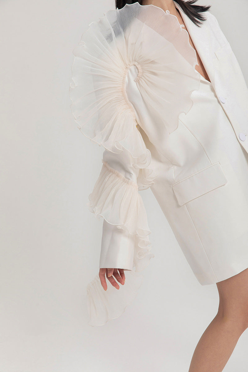 Ruffle Detail Tailored Blazer