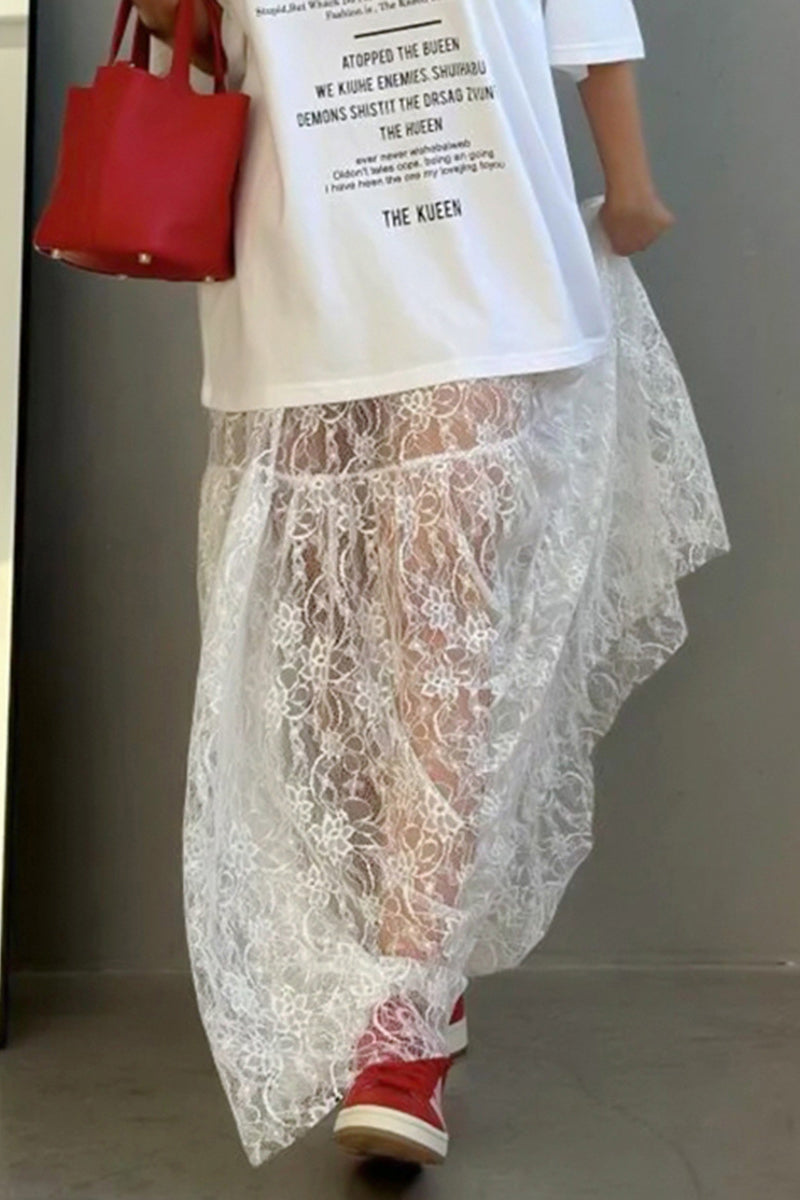 Floral Lace Sheer Skirt