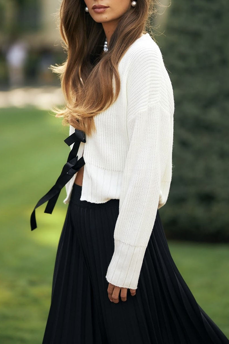 Bow Tie Front Knit Cardigan