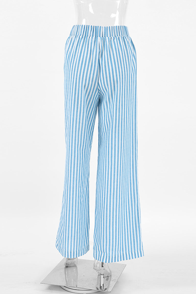 Striped Wide-Leg Casual Pants