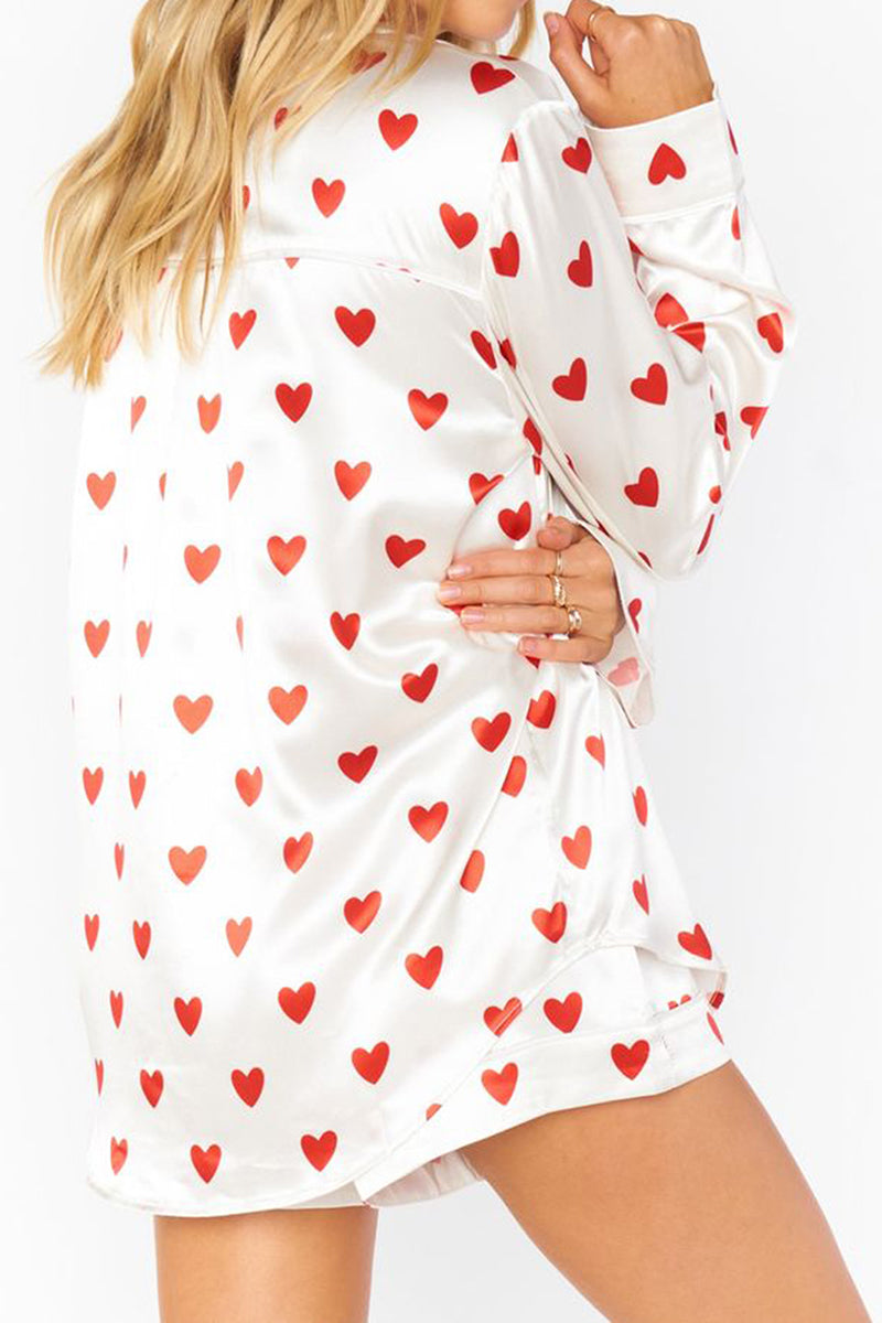 Heart Print Two-Piece Pajama Set