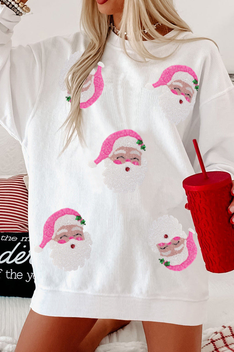 Santa Face Graphic Holiday Top