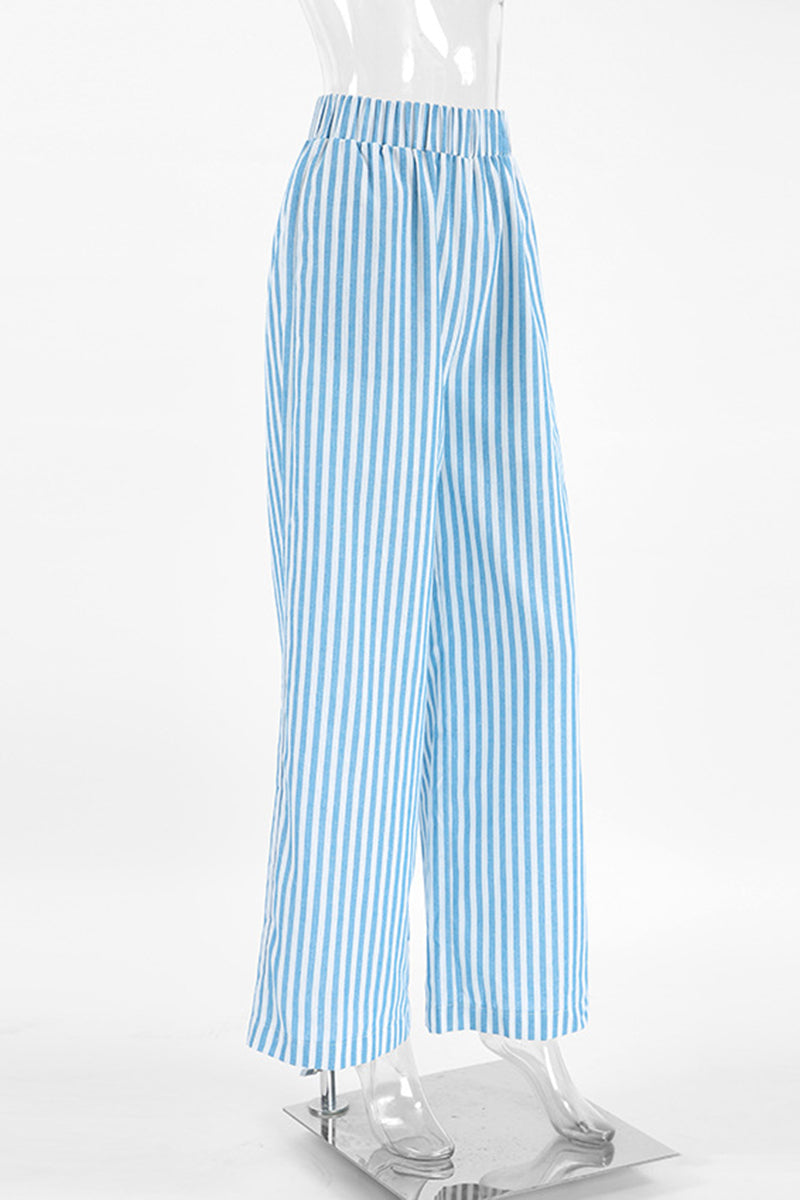 Striped Wide-Leg Casual Pants