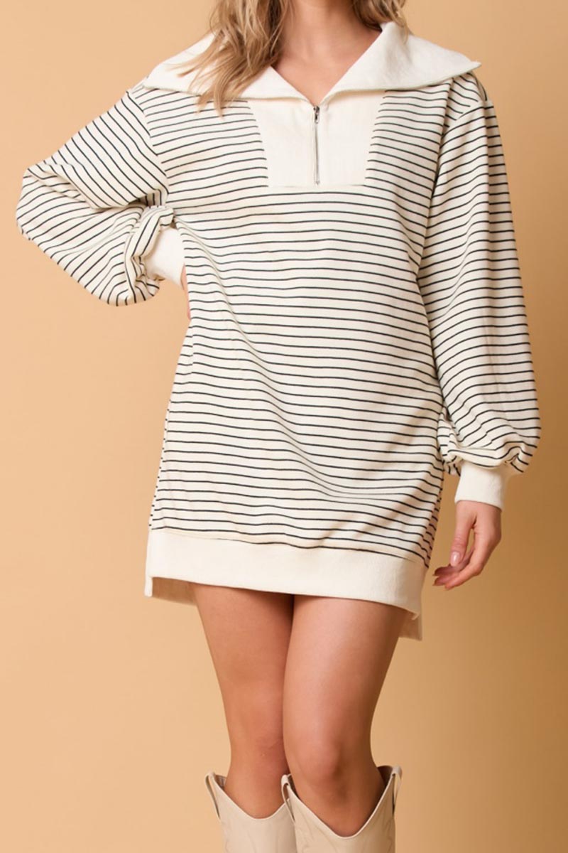 Hooded Striped Pullover Mini Dress