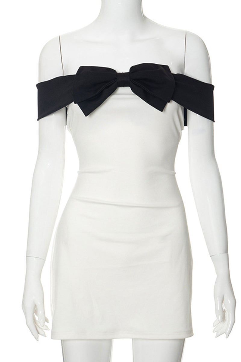 Bow Off Shoulder Mini Dress