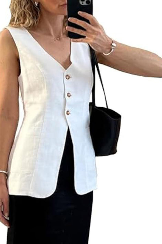 Button-Up Vest Top