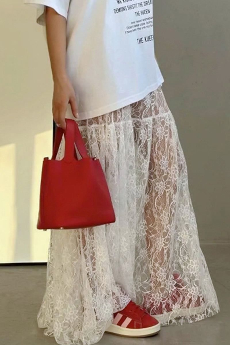 Floral Lace Sheer Skirt