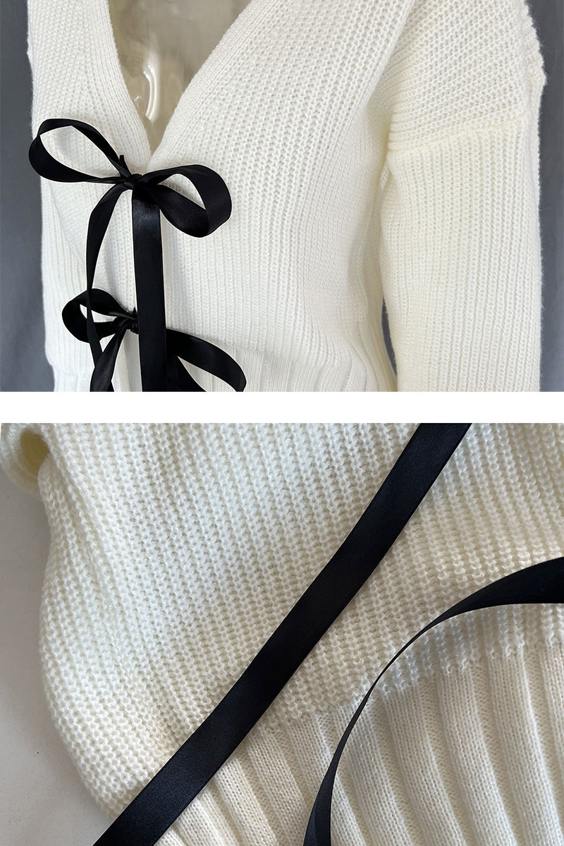 Bow Tie Front Knit Cardigan