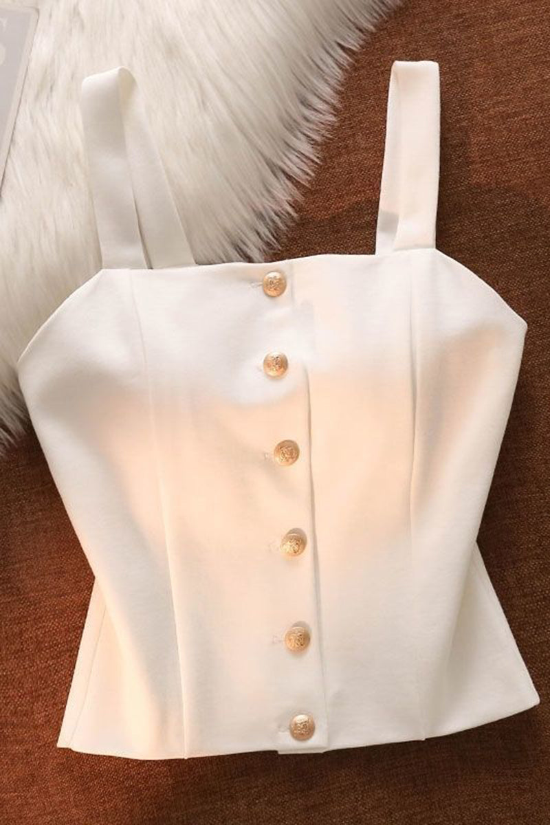 Buttoned Bustier Tank Top