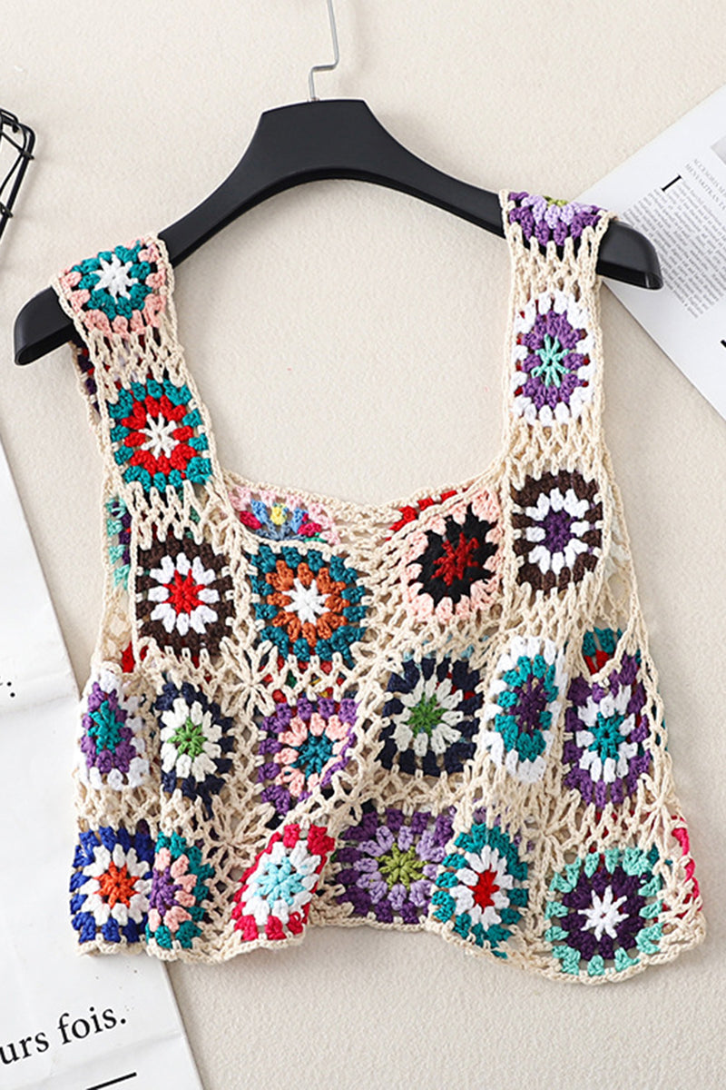 Colorful Pattern Crochet Crop Top