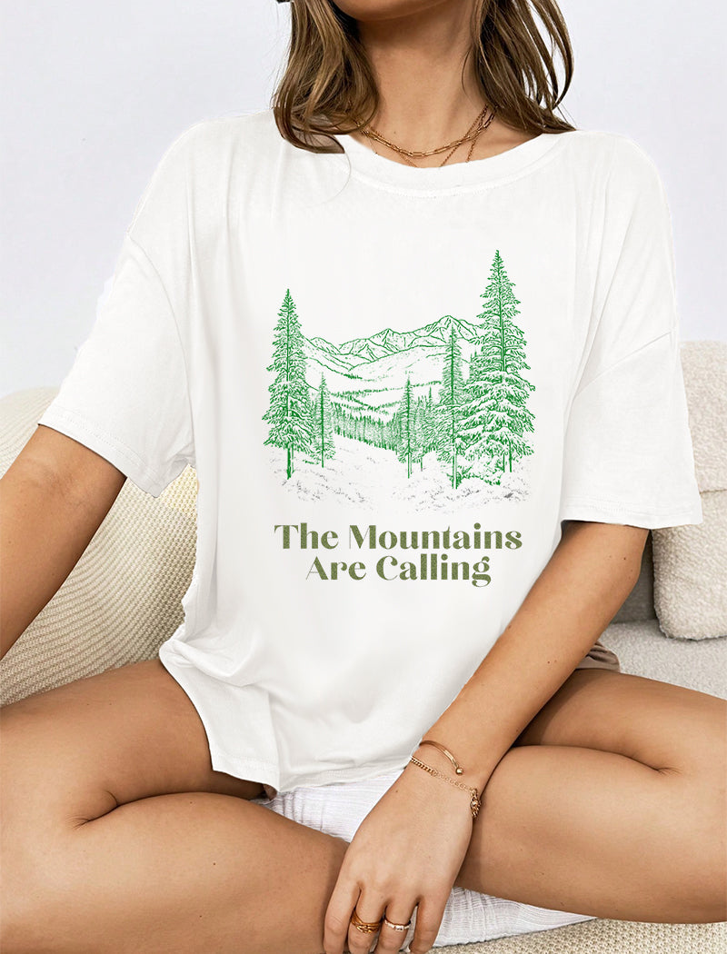 Mountain Print Casual Tee