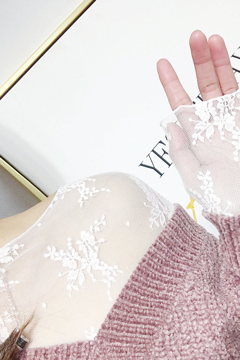 Snowflake Sheer Mesh Lace Top