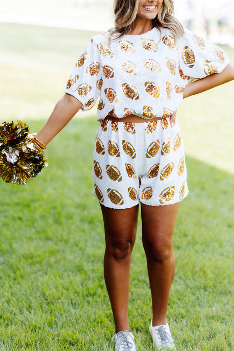 Football Sequin T-Shirt and Shorts Set