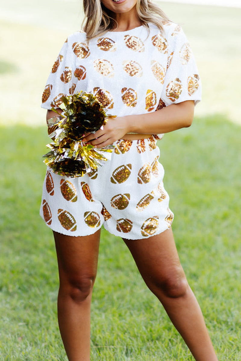 Football Sequin T-Shirt and Shorts Set