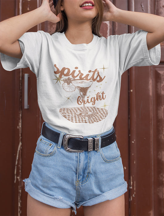 Festive "Spirits Bright" Cocktail Tee