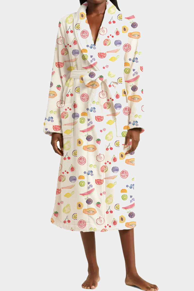 Printed Tie-Front Robe Coat