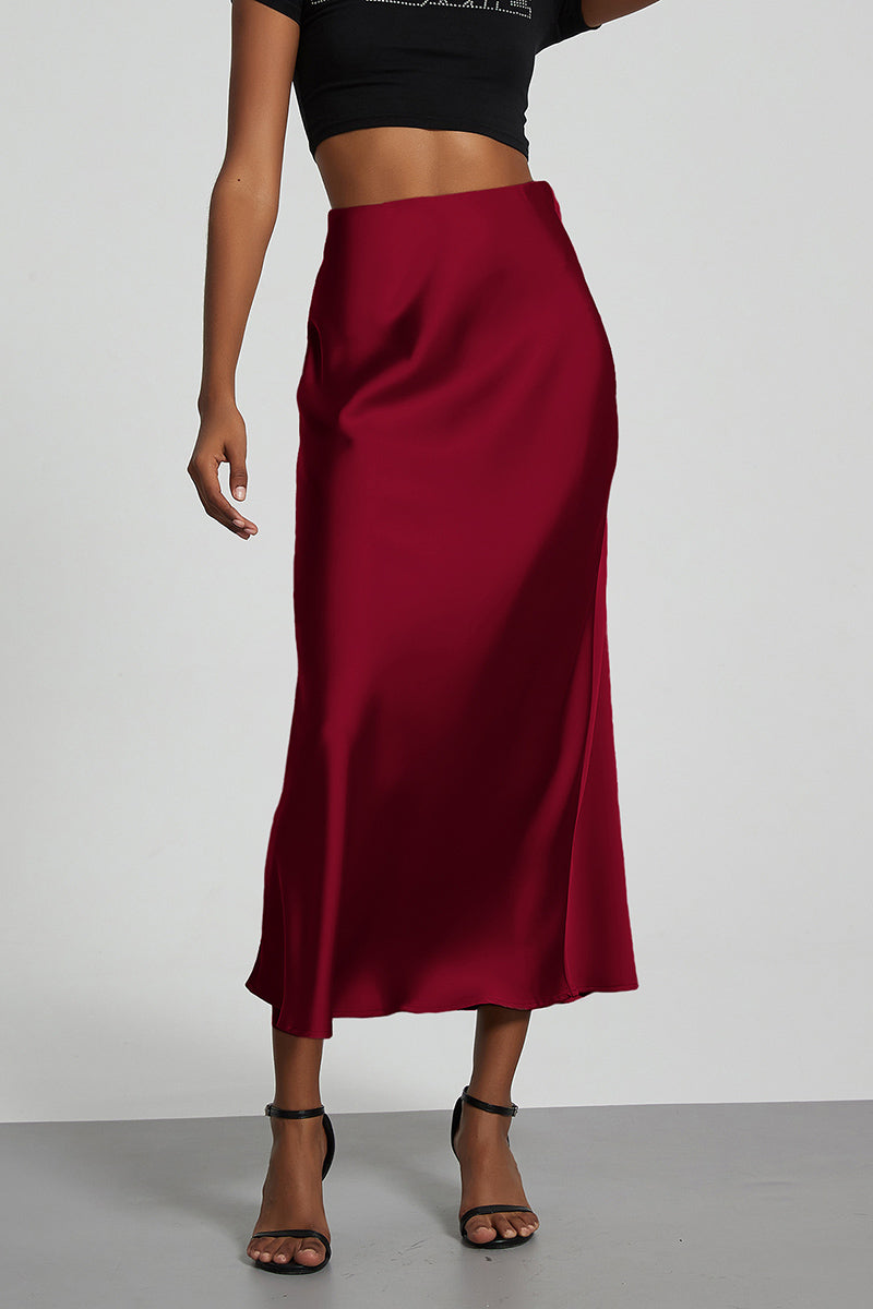 Satin Finish Slimming A-Line Skirt