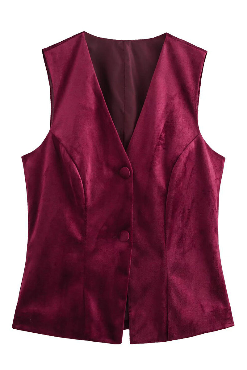 Velvet Sleeveless Blazer Vest