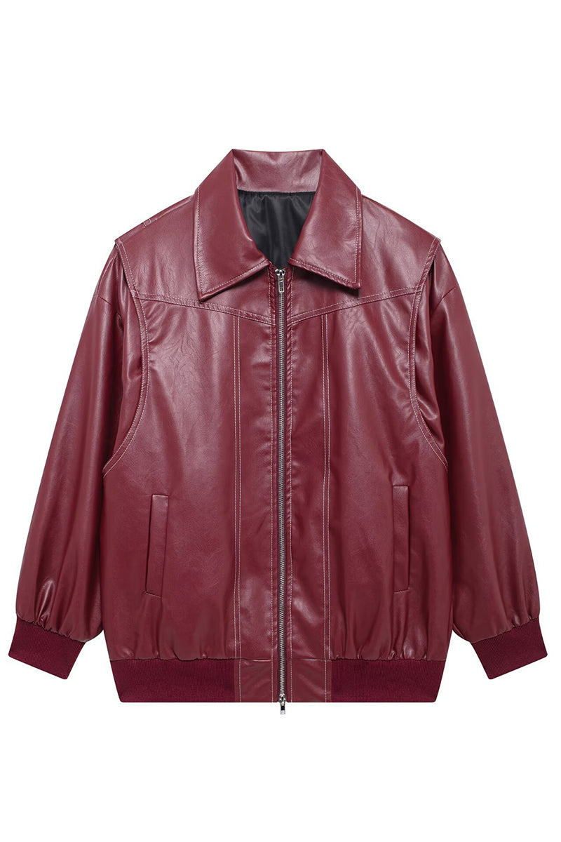 Zip-Up Faux Leather Jacket