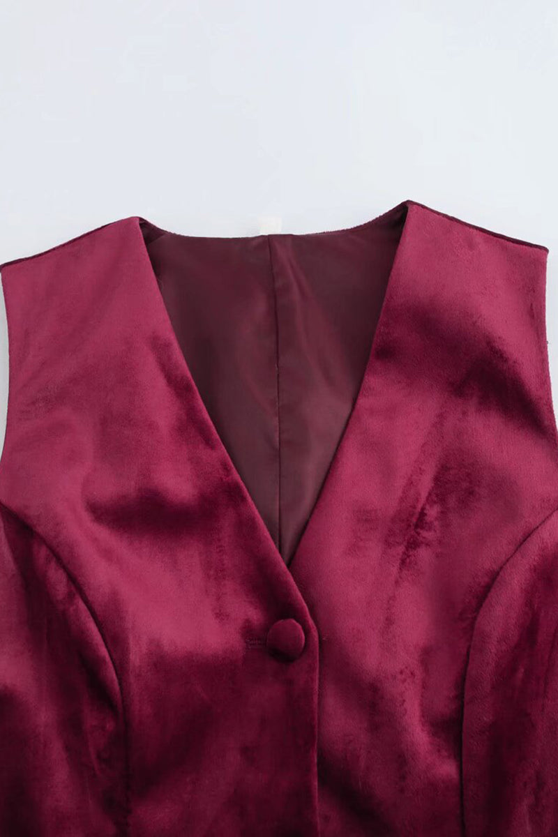 Velvet Sleeveless Blazer Vest