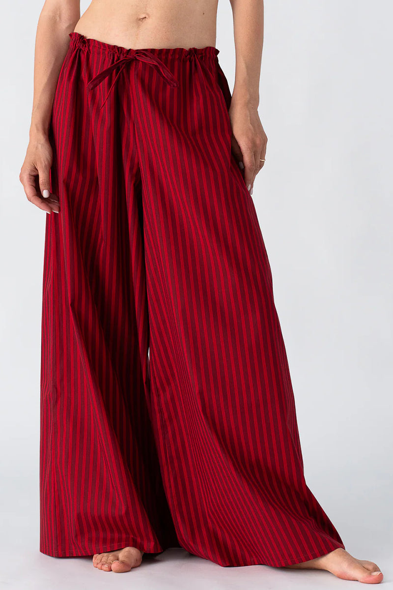 Wide-Leg Elastic Waist Casual Pants